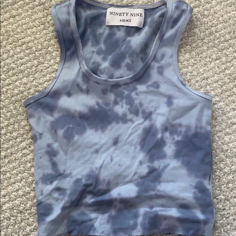 blue tie dye ninety nine crop top tank